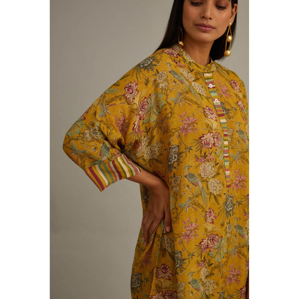 Meghna Panchmatia Yellow Bird Print Co-Ord (Set of 4)