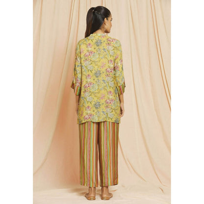 Meghna Panchmatia Yellow Bird Print Co-Ord (Set of 4)