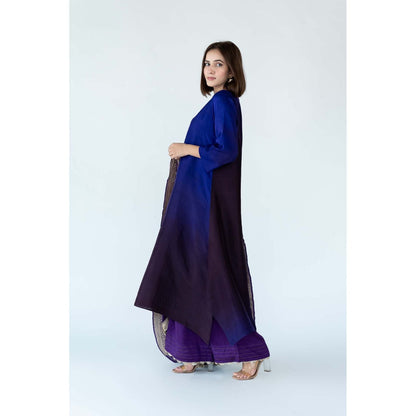 Meghna Panchmatia Purple Ombre Kurta with Bandhej Dupatta (Set of 2)