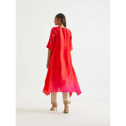 Meghna Panchmatia Red Ombre Kurta with Bandhej Dupatta (Set of 2)