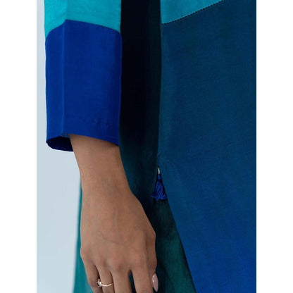 Meghna Panchmatia Green Ombre Kurta with Pants and Dupatta (Set of 3)