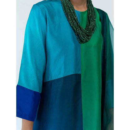Meghna Panchmatia Green Ombre Kurta with Pants and Dupatta (Set of 3)