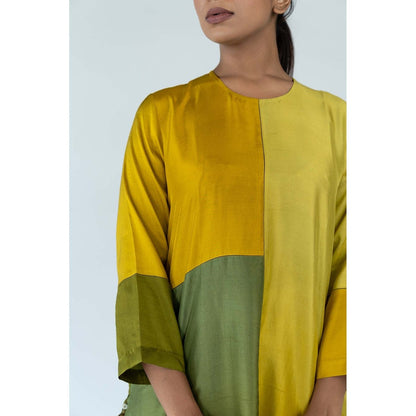 Meghna Panchmatia Mustard Ombre Kurta with Pants and Dupatta (Set of 3)