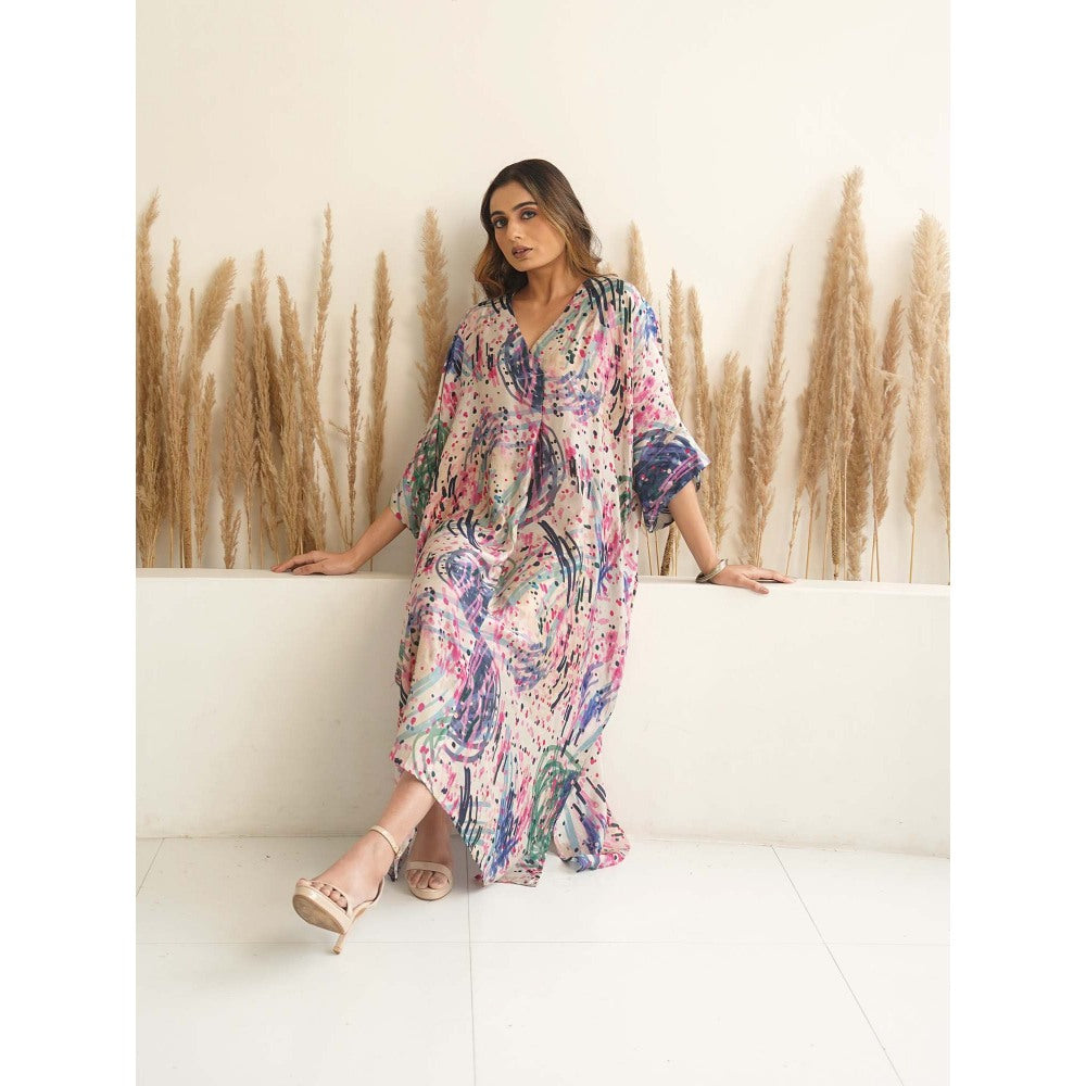 Meghna Panchmatia Ivory Abstract Antifit Midi Dress