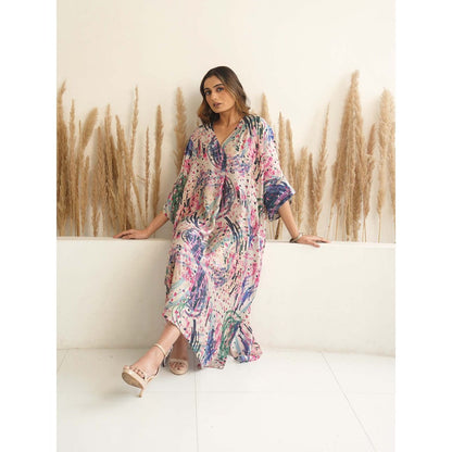 Meghna Panchmatia Ivory Abstract Antifit Midi Dress