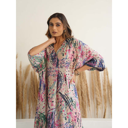 Meghna Panchmatia Ivory Abstract Antifit Midi Dress