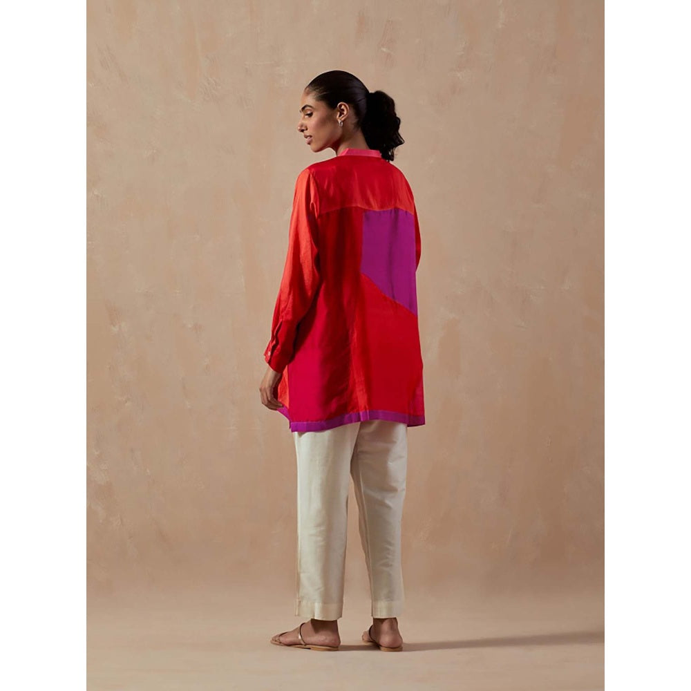 Meghna Panchmatia Red Ombre Colour Block Shirt