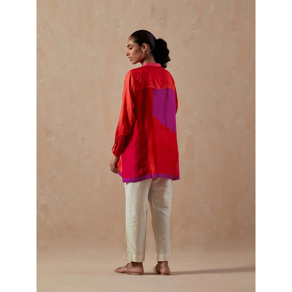 Meghna Panchmatia Red Ombre Colour Block Shirt