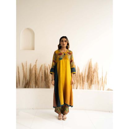 Meghna Panchmatia Yellow Kurta with Dupatta and Pant (Set of 3)
