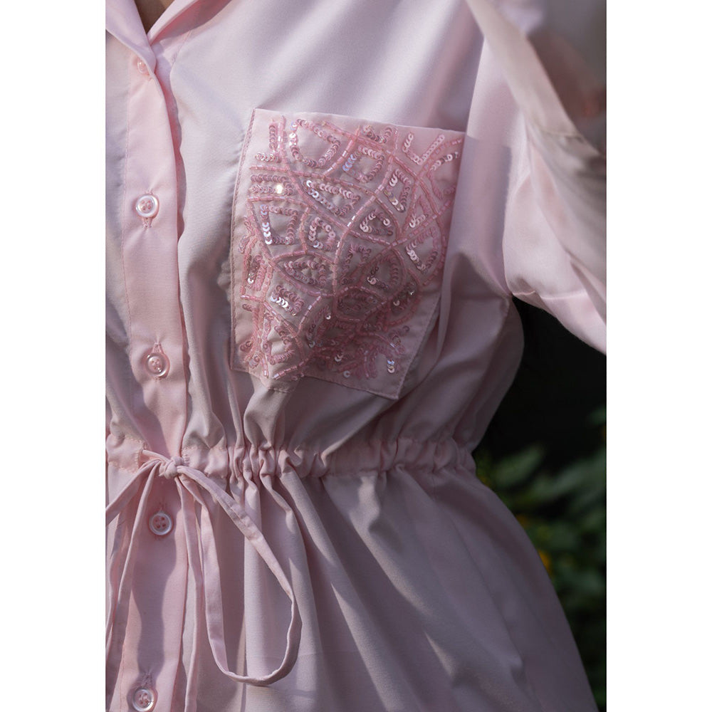 MEHAK MURPANA Baby Pink Embroidered Shirt