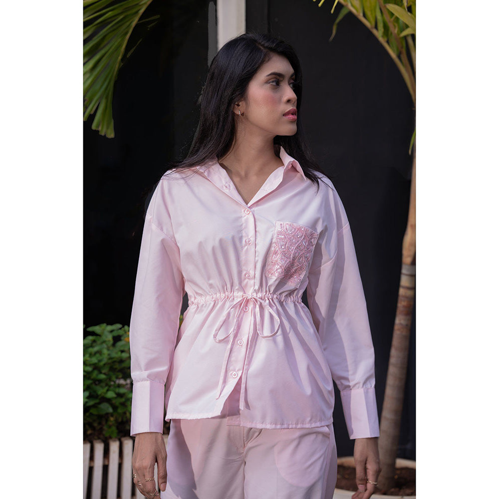 MEHAK MURPANA Baby Pink Embroidered Co Ord (Set of 2)