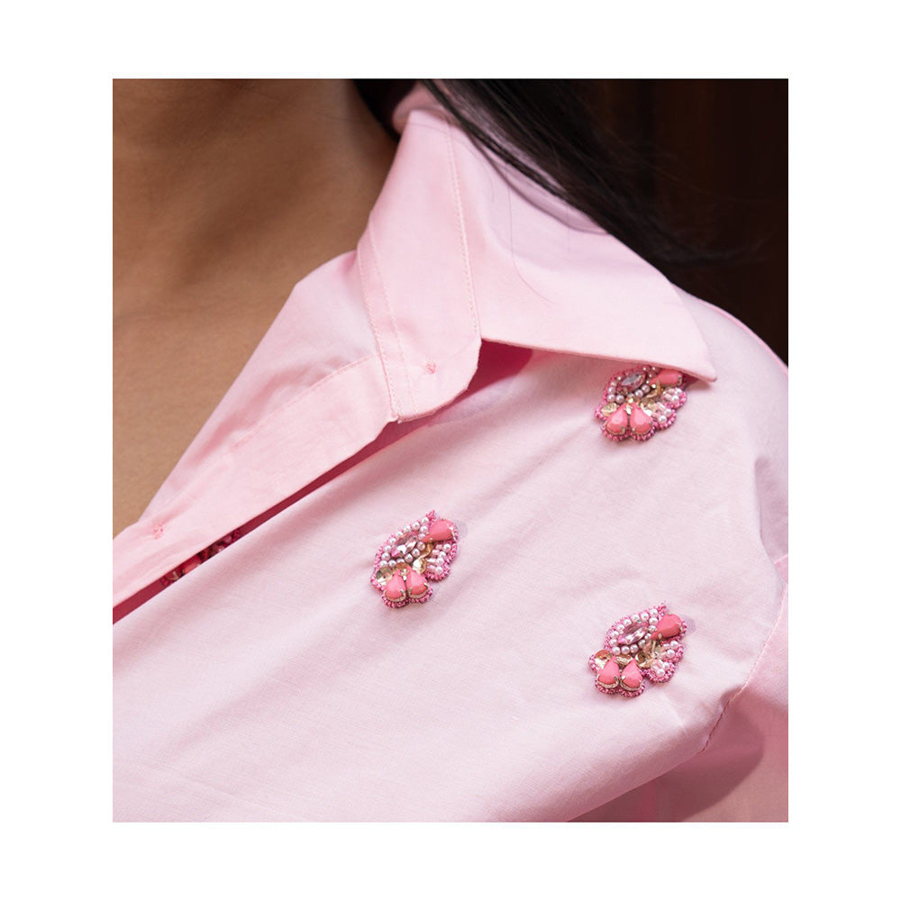 MEHAK MURPANA Bright Pink Embellished Shirt