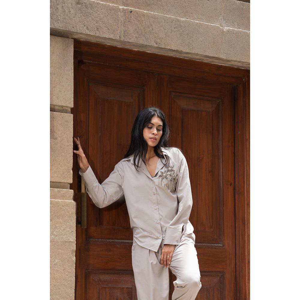 MEHAK MURPANA Taupe Shirt for Women