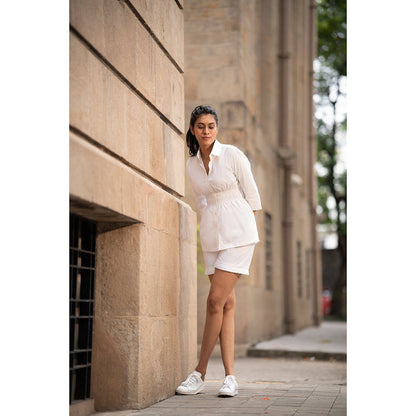 MEHAK MURPANA White Solid Co Ord (Set of 2)