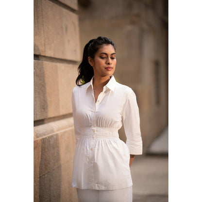 MEHAK MURPANA White Solid Co Ord (Set of 2)