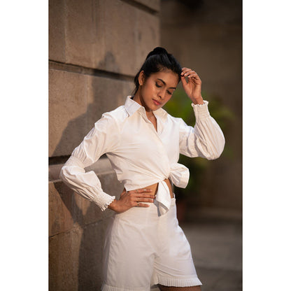 MEHAK MURPANA White Shirt With Elasticated Sleeves