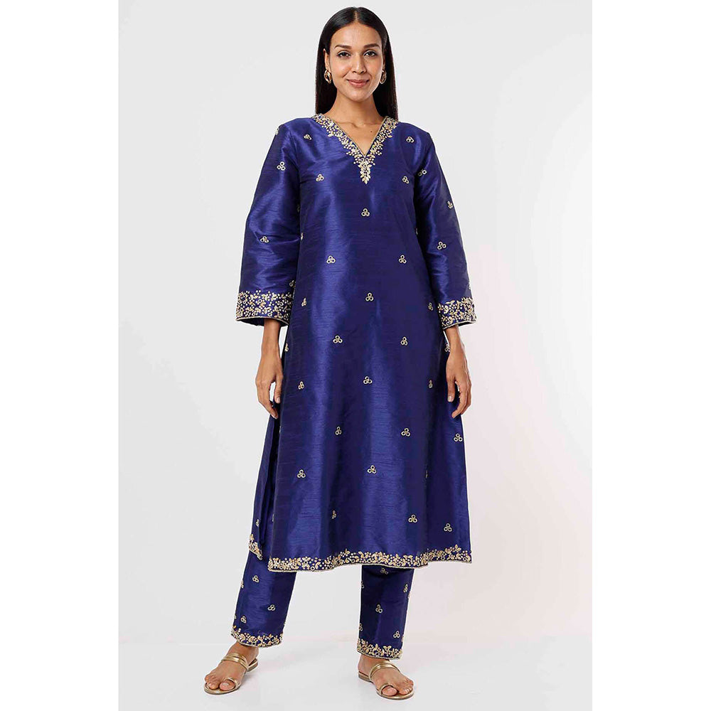 MEHAK MURPANA Royal Blue Kurta and Pant (Set of 2)
