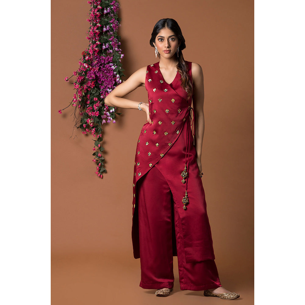 MEHAK MURPANA Red Kurta with Pants (Set of 2)