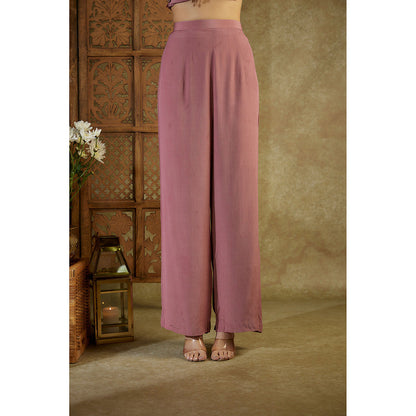 MEHAK MURPANA Rose Pink Ruffle Co-Ord with Embroidery (Set of 2)
