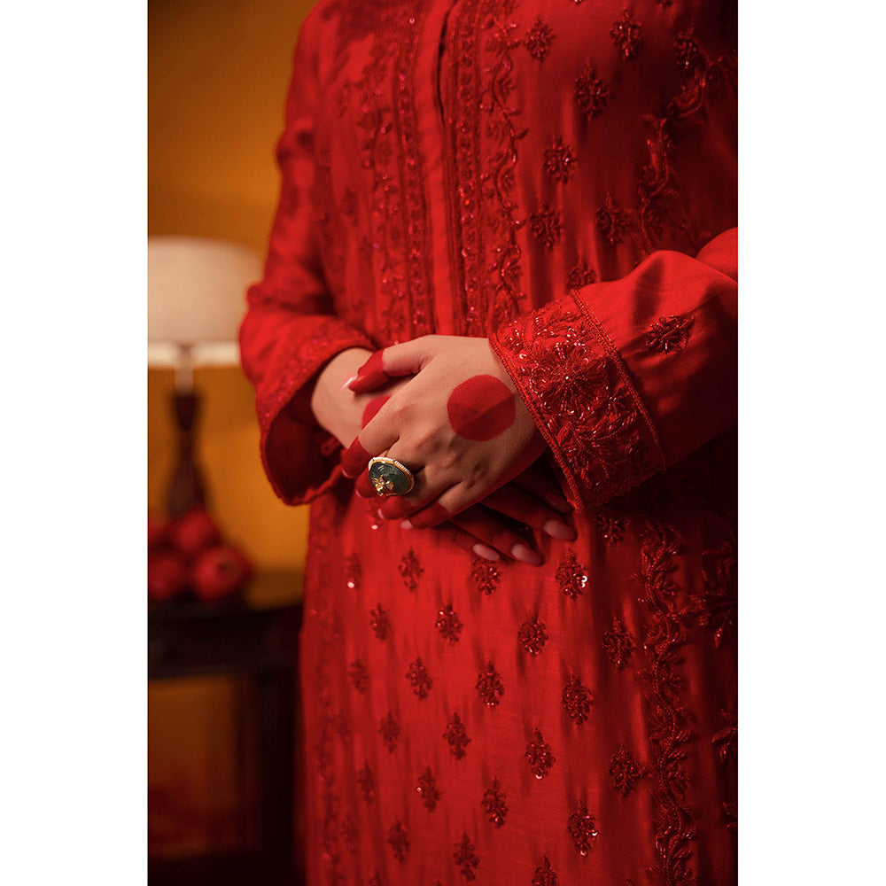 Midushi Bajoria Red Shubh Kurta with Pant & Dupatta (Set of 3)