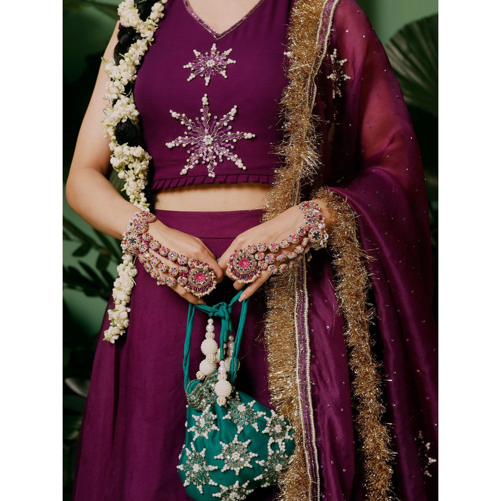 Midushi Bajoria Organza Lehenga & Dupatta with Georgette Blouse Hand Embellished (Set of 3)