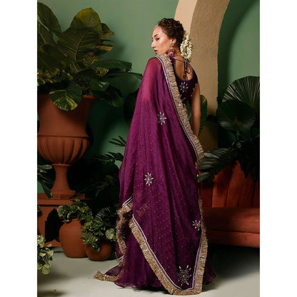 Midushi Bajoria Organza Lehenga & Dupatta with Georgette Blouse Hand Embellished (Set of 3)