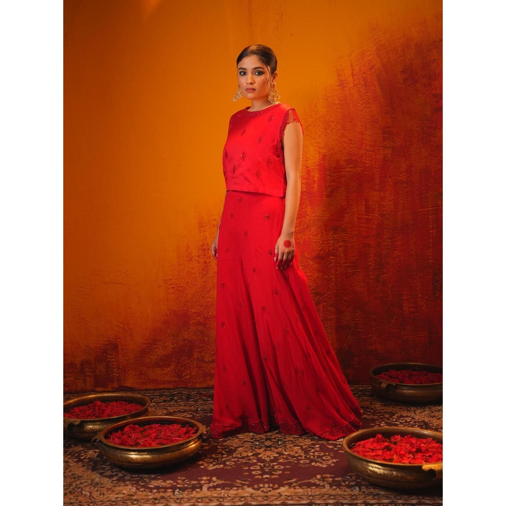 Midushi Bajoria Red Ruby Co-Ord (Set of 2)