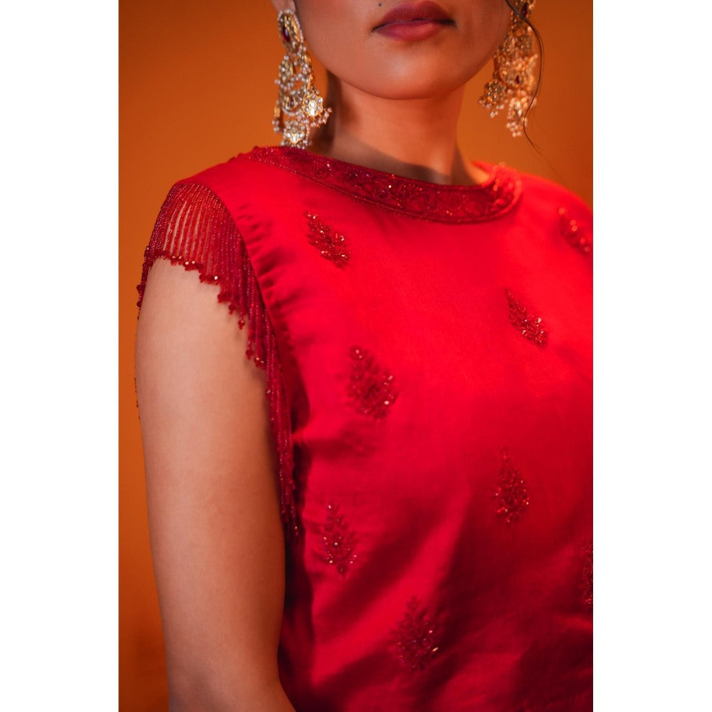 Midushi Bajoria Red Ruby Co-Ord (Set of 2)