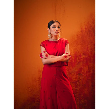 Midushi Bajoria Red Ruby Co-Ord (Set of 2)
