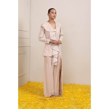 Miku Kumar Pink Zoha Jacket with Inner and Palazzo (Set of 3)