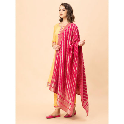 MILU MADAN Mustard Anarkali with Pant and Dupatta