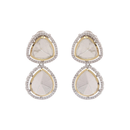 MINAKI 22K Gold Plated Necklace Set In Kundan-Polki Setting-Silver (Set of 2)