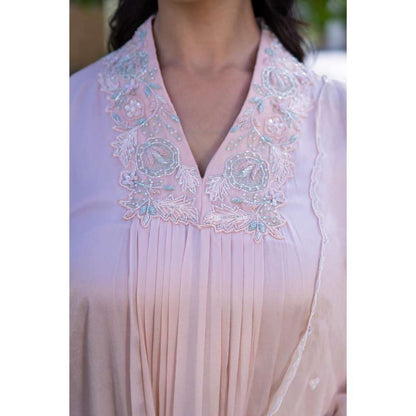 MINSH Rose Pink Kurta With Pant And Dupatta (Set of 3)