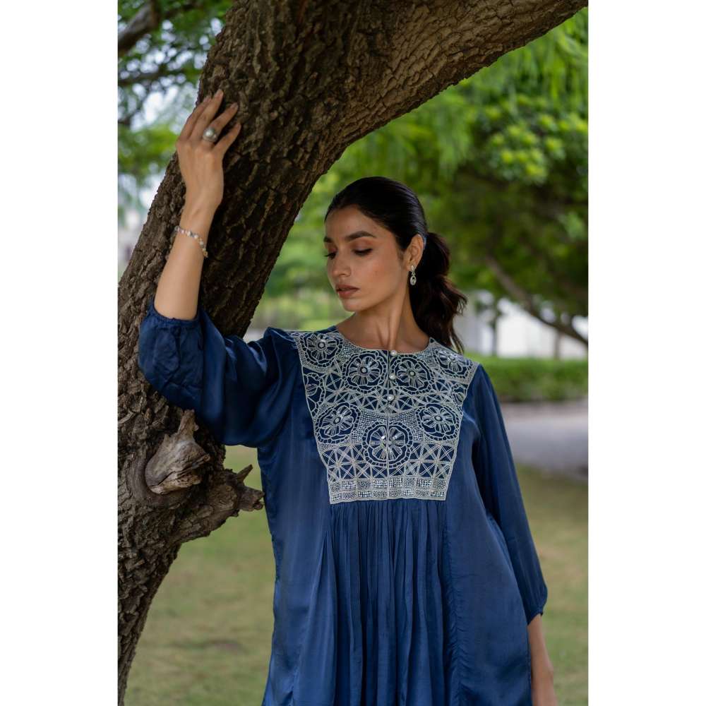 MINSH Midnight Blue Kurti With Palazzo (Set of 2)