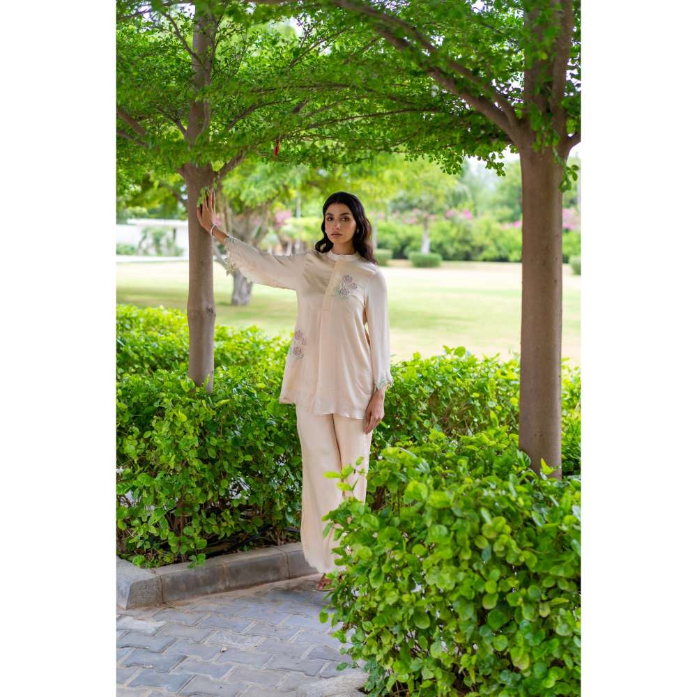 MINSH Vanilla Beige Top With Palazzo (Set of 2)