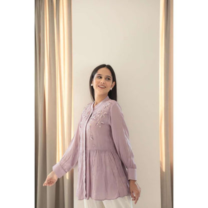 MINSH Lavender Bloom Embroidered Top