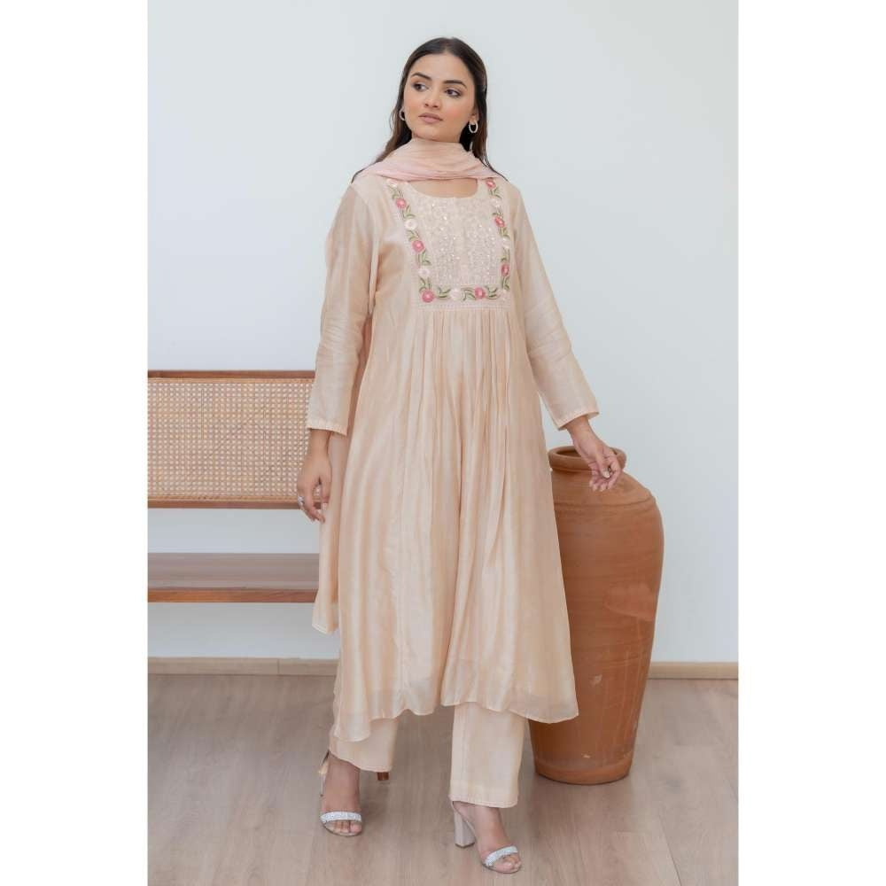 MINSH Peach Morning Dew Kurta with Pant and Dupatta
