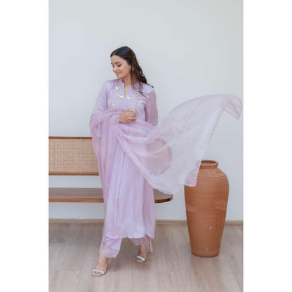 MINSH Lavender Mist Anarkali with Pant and Dupatta