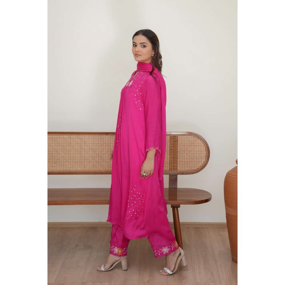 MINSH Pink City Anarkali with Pant and Dupatta