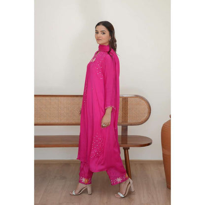 MINSH Pink City Anarkali with Pant and Dupatta