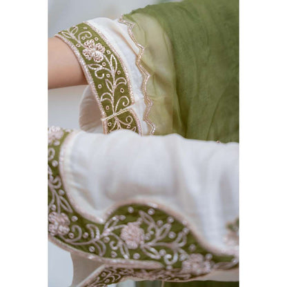 MINSH Cream Blaze Anarkali with Pant and Dupatta
