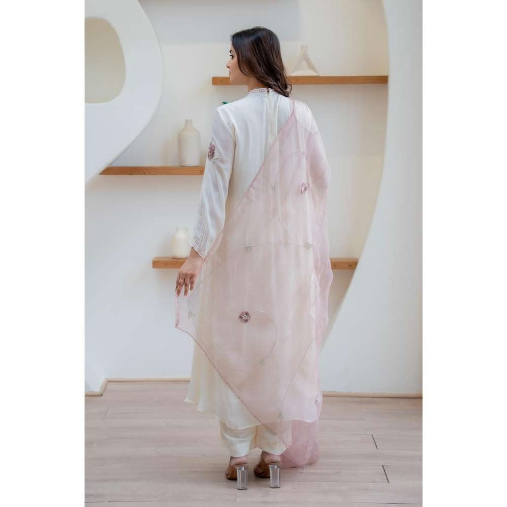 MINSH Ivory Whisper Stich Anarkali with Pant and Dupatta