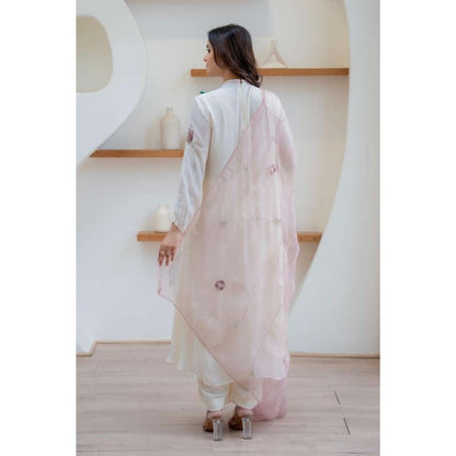 MINSH Ivory Whisper Stich Anarkali with Pant and Dupatta