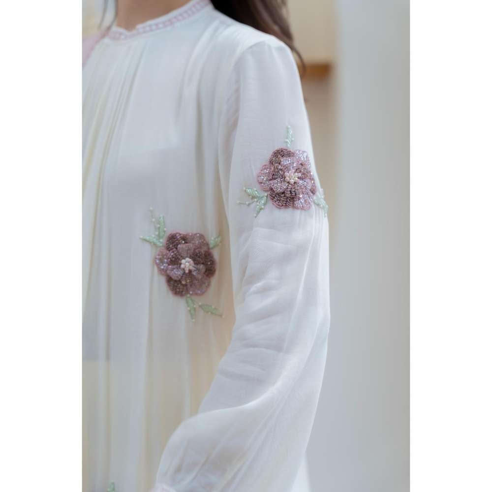 MINSH Ivory Whisper Stich Anarkali with Pant and Dupatta