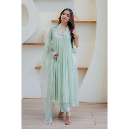 MINSH Green Blush Mint Anarkali with Pant and Dupatta