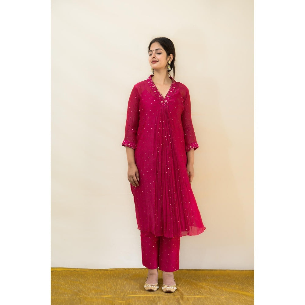MITHI SUPARI Pink Chameli Kurta with Pant and Dupatta (Set of 3)