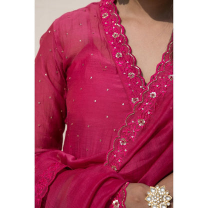 MITHI SUPARI Pink Chameli Kurta with Pant and Dupatta (Set of 3)