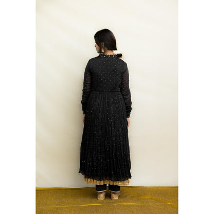 MITHI SUPARI Black Nargis Anarkali Kurta with Pant and Dupatta (Set of 3)