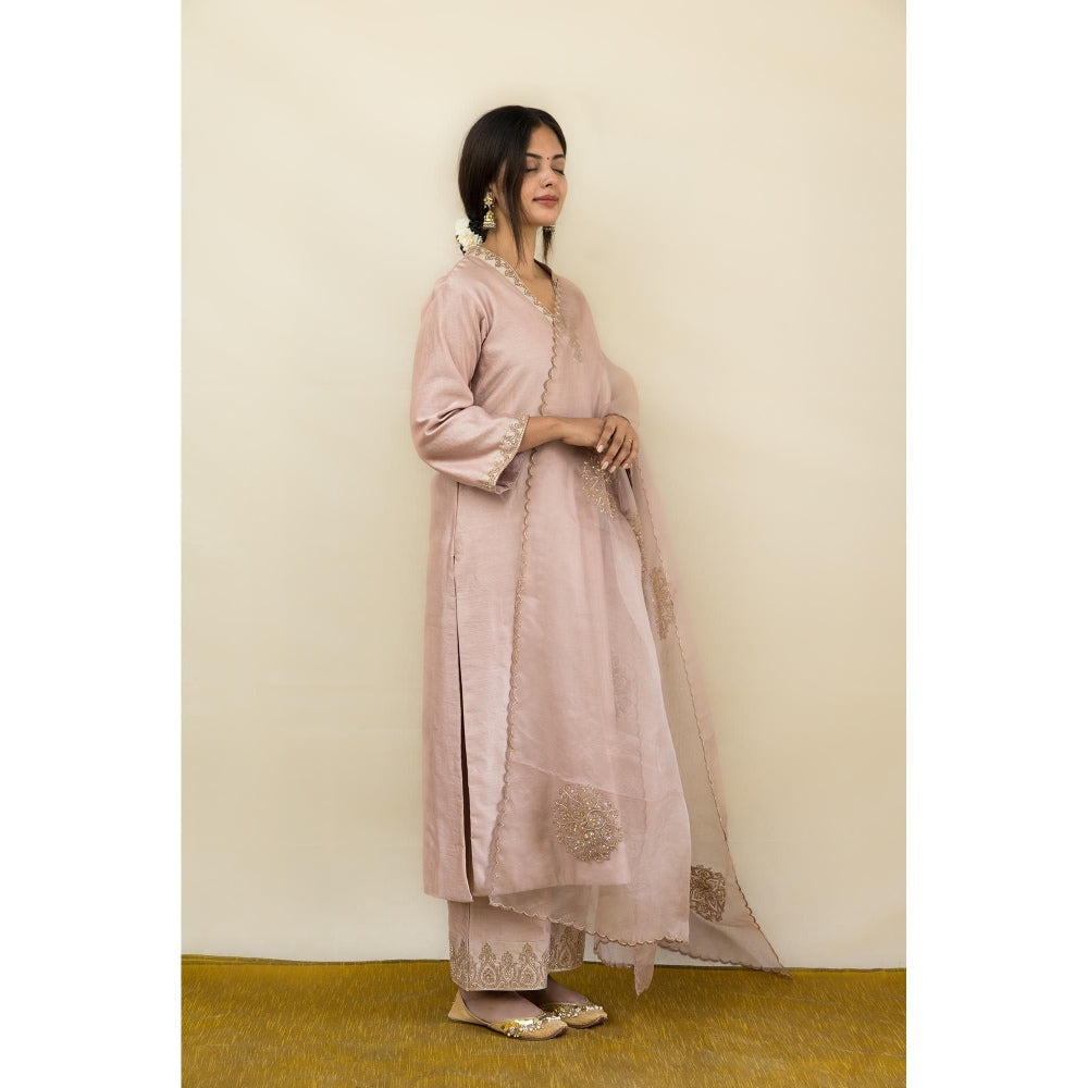 MITHI SUPARI Mauve Afimi Kurta with Pant and Dupatta (Set of 3)