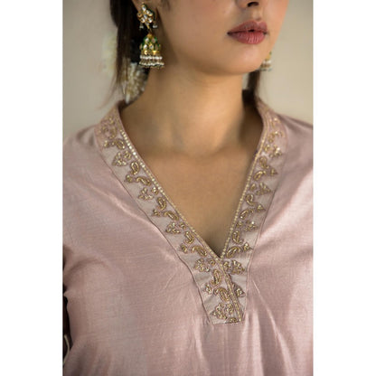 MITHI SUPARI Mauve Afimi Kurta with Pant and Dupatta (Set of 3)